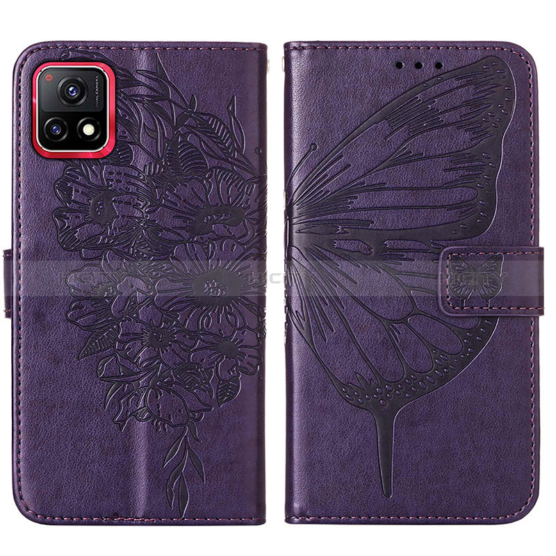 Custodia Portafoglio In Pelle Farfalla Cover con Supporto Y01B per Vivo Y72 India