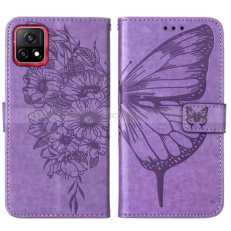 Custodia Portafoglio In Pelle Farfalla Cover con Supporto Y01B per Vivo Y72 India Lavanda