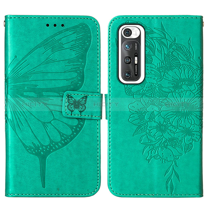 Custodia Portafoglio In Pelle Farfalla Cover con Supporto Y01B per Xiaomi Mi 10S 5G Verde