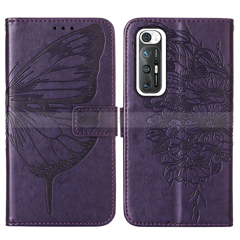 Custodia Portafoglio In Pelle Farfalla Cover con Supporto Y01B per Xiaomi Mi 10S 5G Viola