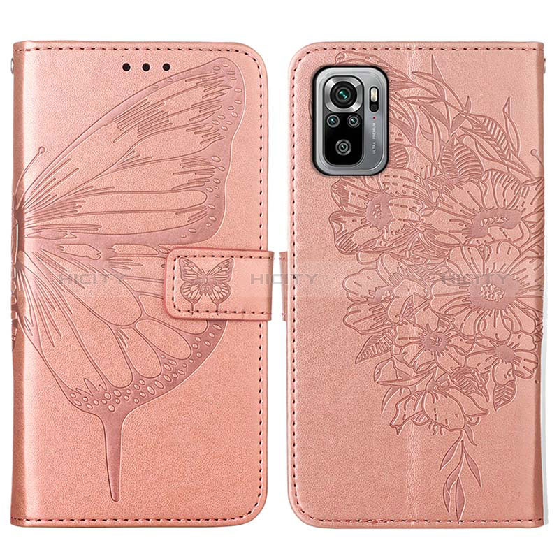 Custodia Portafoglio In Pelle Farfalla Cover con Supporto Y01B per Xiaomi Redmi Note 11 SE India 4G Oro Rosa