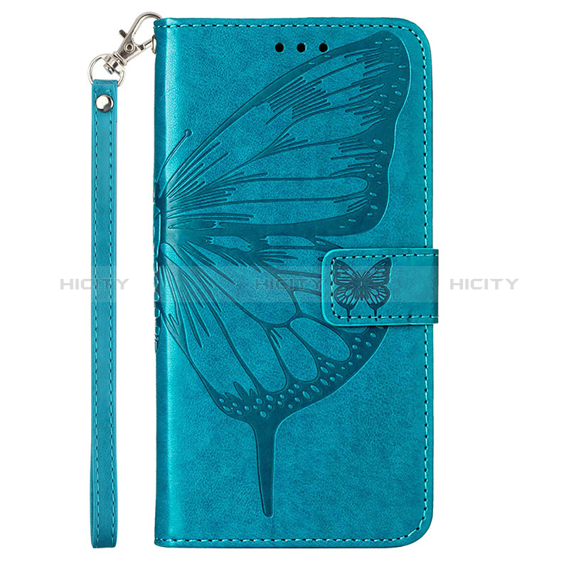 Custodia Portafoglio In Pelle Farfalla Cover con Supporto Y02B per Samsung Galaxy A02s Blu