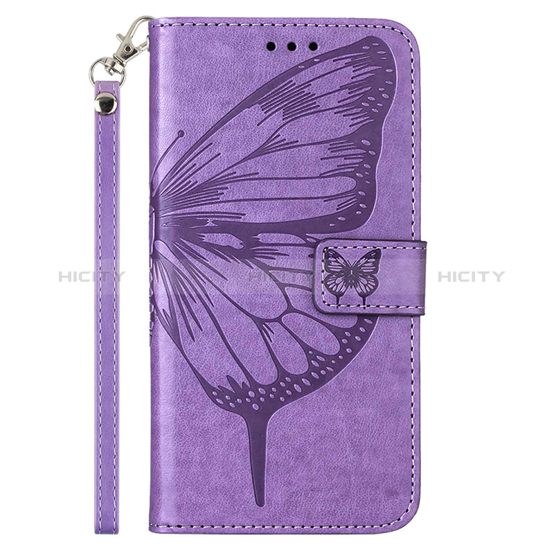 Custodia Portafoglio In Pelle Farfalla Cover con Supporto Y02B per Samsung Galaxy A02s Lavanda