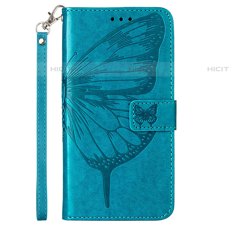 Custodia Portafoglio In Pelle Farfalla Cover con Supporto Y02B per Samsung Galaxy A03s Blu