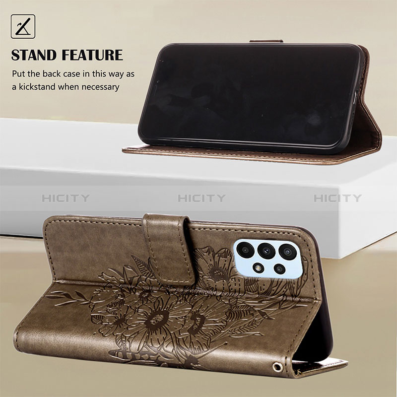 Custodia Portafoglio In Pelle Farfalla Cover con Supporto Y02B per Samsung Galaxy A23 5G