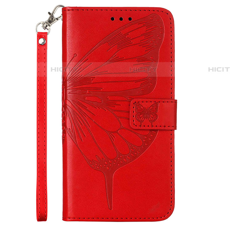 Custodia Portafoglio In Pelle Farfalla Cover con Supporto Y02B per Samsung Galaxy F52 5G Rosso