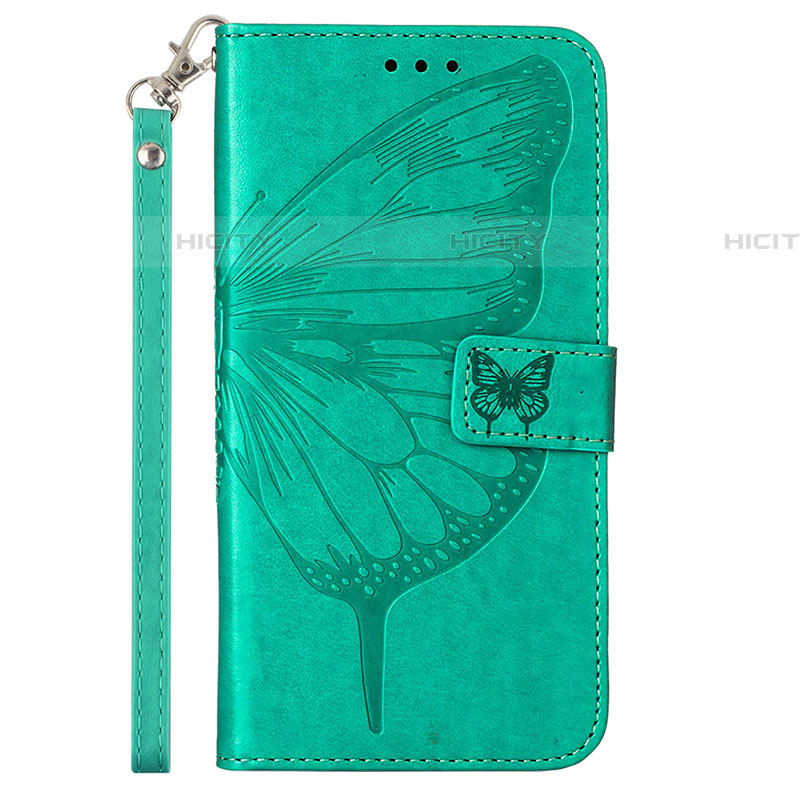 Custodia Portafoglio In Pelle Farfalla Cover con Supporto Y02B per Samsung Galaxy F52 5G Verde