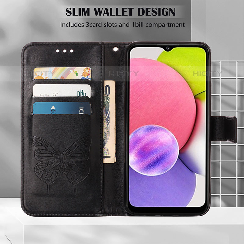 Custodia Portafoglio In Pelle Farfalla Cover con Supporto Y02B per Samsung Galaxy M02s