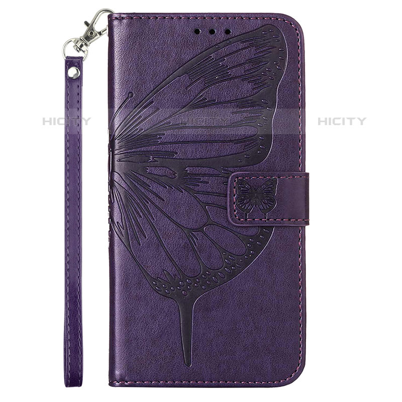 Custodia Portafoglio In Pelle Farfalla Cover con Supporto Y02B per Samsung Galaxy M02s Viola