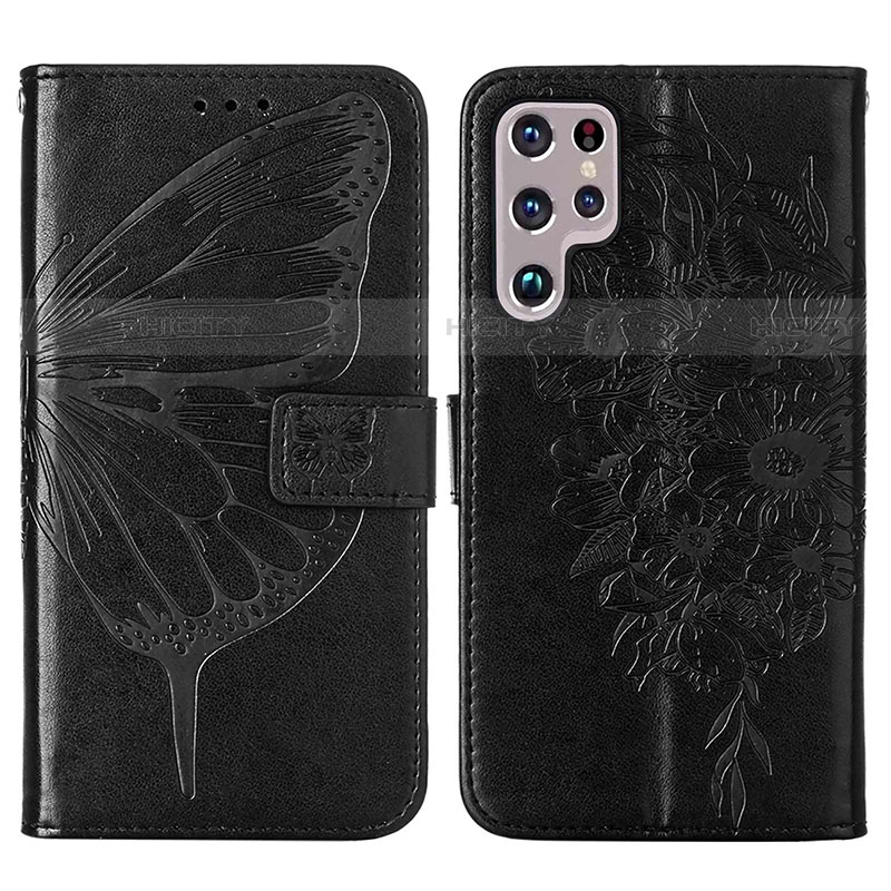 Custodia Portafoglio In Pelle Farfalla Cover con Supporto Y06B per Samsung Galaxy S21 Ultra 5G Nero