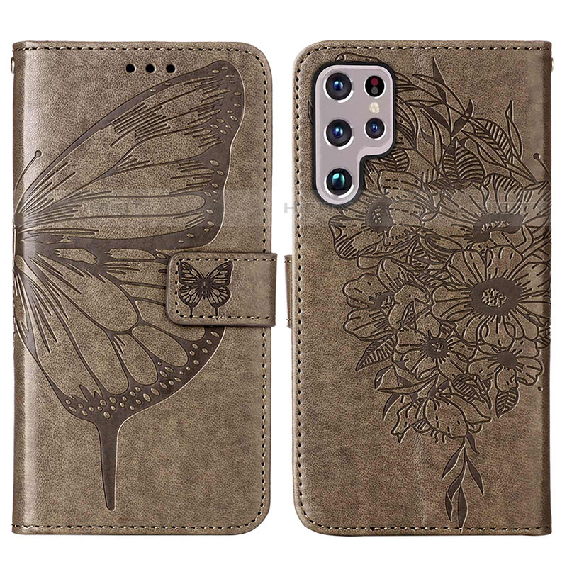 Custodia Portafoglio In Pelle Farfalla Cover con Supporto Y06B per Samsung Galaxy S22 Ultra 5G