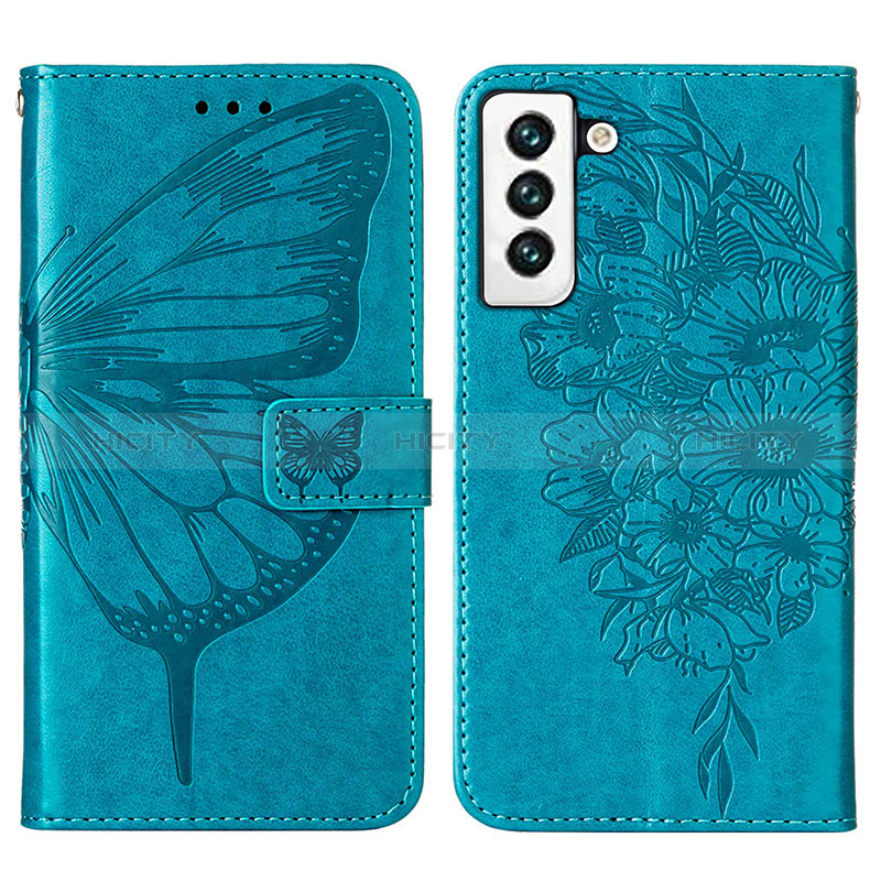 Custodia Portafoglio In Pelle Farfalla Cover con Supporto Y06B per Samsung Galaxy S25 5G Blu