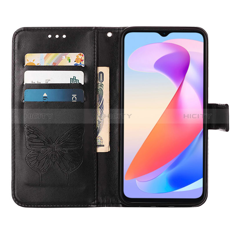 Custodia Portafoglio In Pelle Farfalla Cover con Supporto YB1 per Huawei Honor X6a