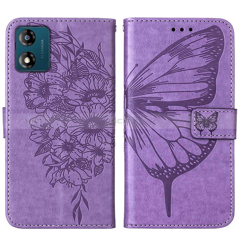 Custodia Portafoglio In Pelle Farfalla Cover con Supporto YB1 per Motorola Moto E13 Lavanda