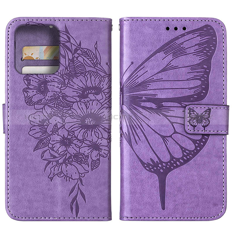 Custodia Portafoglio In Pelle Farfalla Cover con Supporto YB1 per Motorola Moto Edge 40 Pro 5G Lavanda