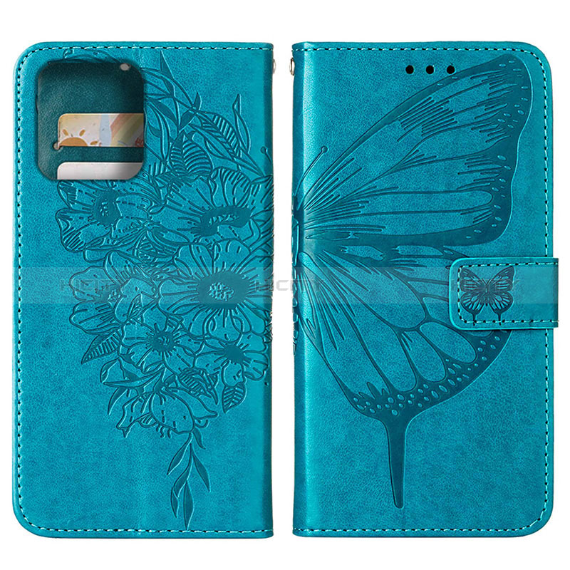 Custodia Portafoglio In Pelle Farfalla Cover con Supporto YB1 per Motorola Moto Edge Plus (2023) 5G Blu