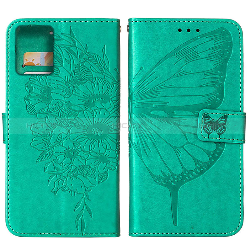 Custodia Portafoglio In Pelle Farfalla Cover con Supporto YB1 per Motorola Moto G 5G (2023) Verde