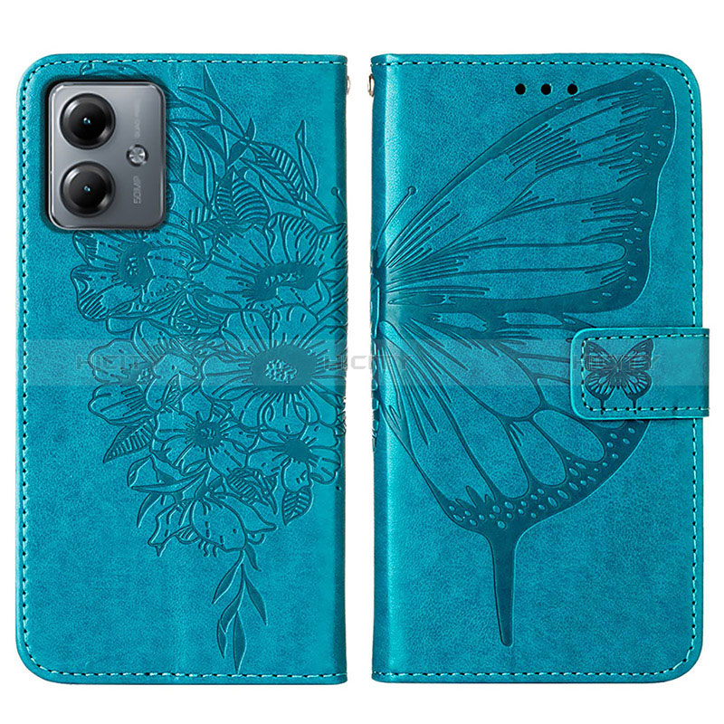 Custodia Portafoglio In Pelle Farfalla Cover con Supporto YB1 per Motorola Moto G14