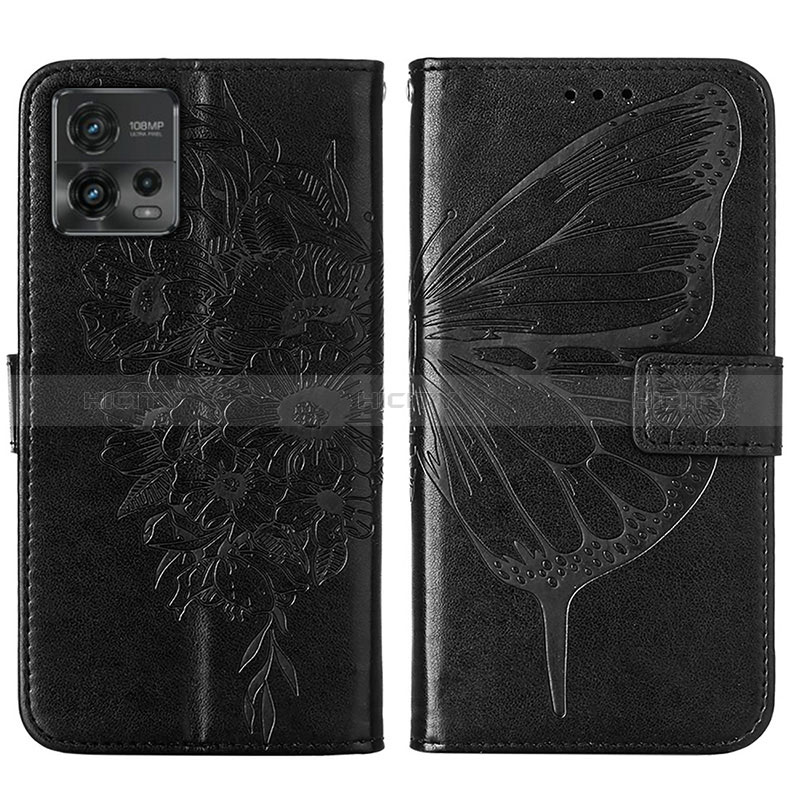 Custodia Portafoglio In Pelle Farfalla Cover con Supporto YB1 per Motorola Moto G72 Nero