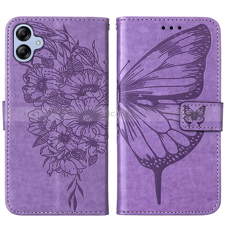 Custodia Portafoglio In Pelle Farfalla Cover con Supporto YB1 per Samsung Galaxy F04 Lavanda