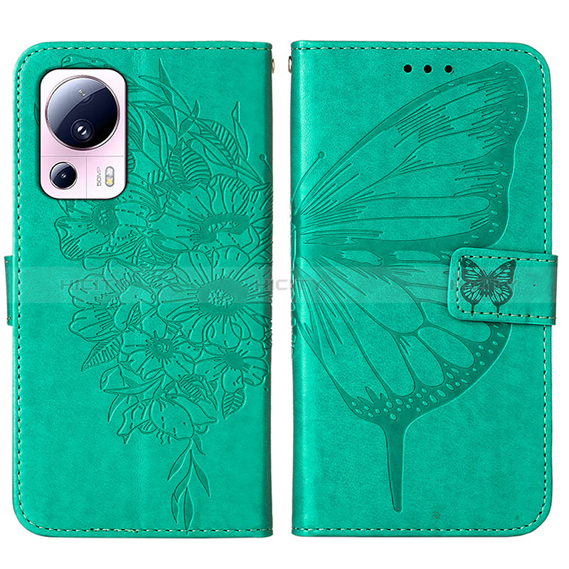 Custodia Portafoglio In Pelle Farfalla Cover con Supporto YB1 per Xiaomi Civi 2 5G Verde