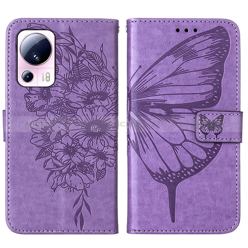 Custodia Portafoglio In Pelle Farfalla Cover con Supporto YB1 per Xiaomi Mi 12 Lite NE 5G Lavanda