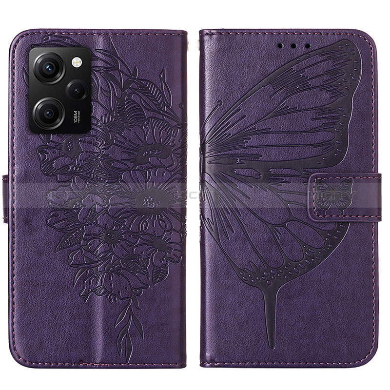 Custodia Portafoglio In Pelle Farfalla Cover con Supporto YB1 per Xiaomi Redmi Note 12 Pro Speed 5G Viola