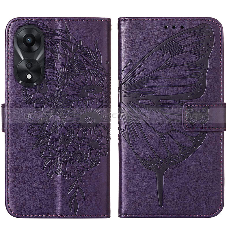 Custodia Portafoglio In Pelle Farfalla Cover con Supporto YB2 per Oppo A58 5G