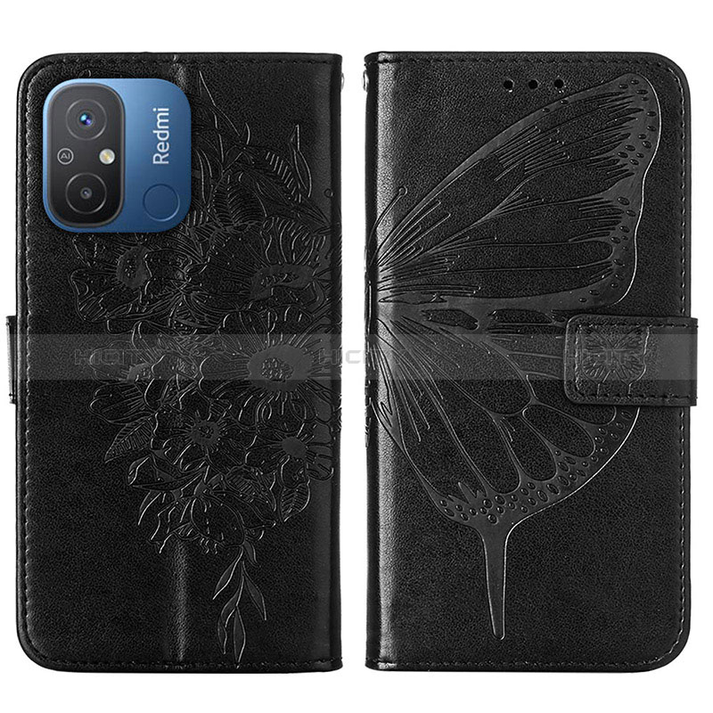 Custodia Portafoglio In Pelle Farfalla Cover con Supporto YB2 per Xiaomi Poco C55 Nero