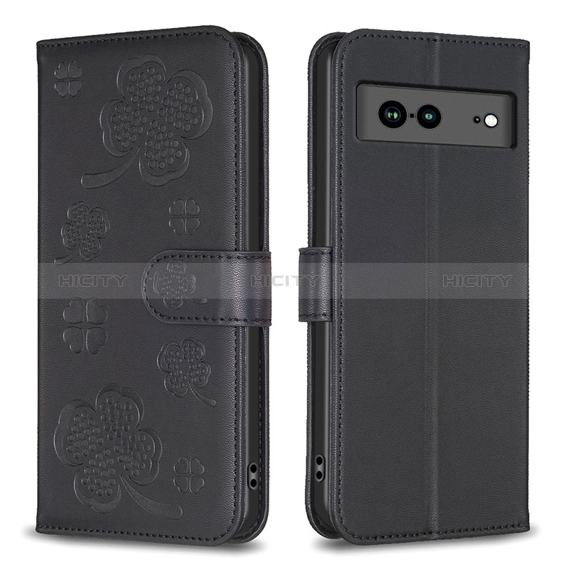 Custodia Portafoglio In Pelle Fiori Cover con Supporto BF1 per Google Pixel 7a 5G Nero