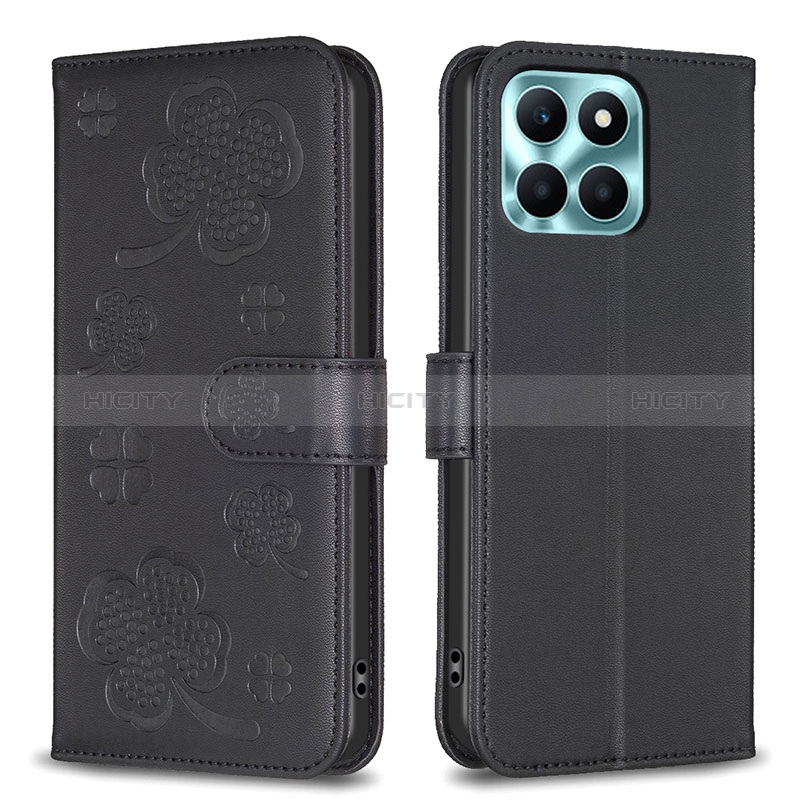 Custodia Portafoglio In Pelle Fiori Cover con Supporto BF1 per Huawei Honor X6a