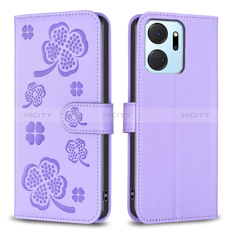 Custodia Portafoglio In Pelle Fiori Cover con Supporto BF1 per Huawei Honor X7a