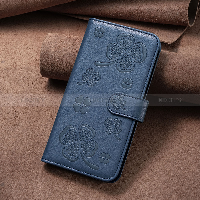 Custodia Portafoglio In Pelle Fiori Cover con Supporto BF1 per Oppo A15 Blu