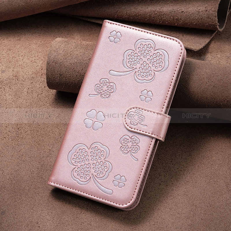 Custodia Portafoglio In Pelle Fiori Cover con Supporto BF1 per Oppo A35 Oro Rosa