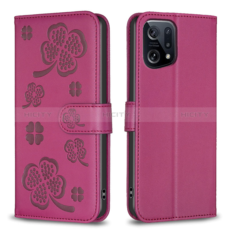 Custodia Portafoglio In Pelle Fiori Cover con Supporto BF1 per Oppo Find X5 5G