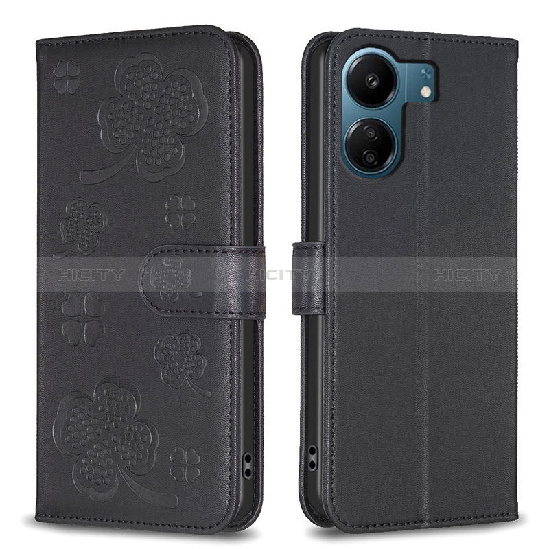 Custodia Portafoglio In Pelle Fiori Cover con Supporto BF1 per Xiaomi Poco C65 Nero