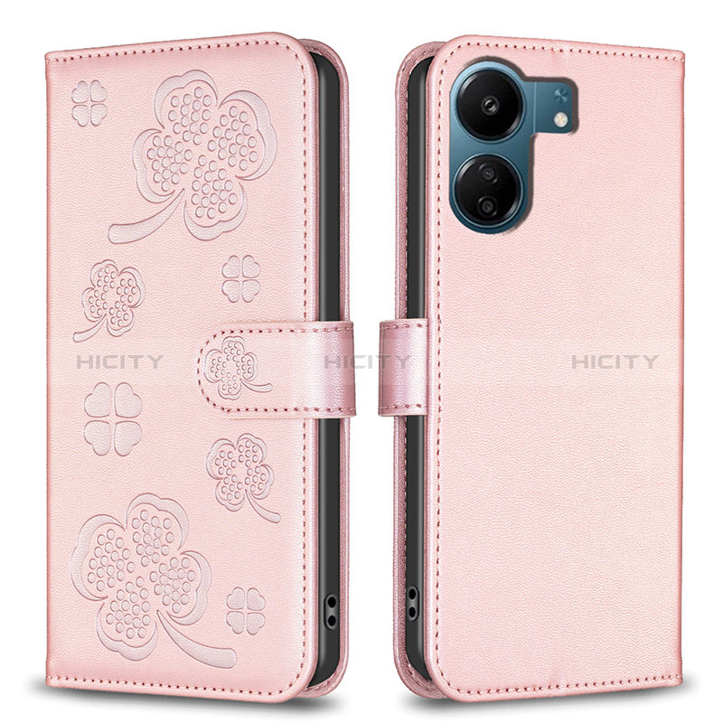 Custodia Portafoglio In Pelle Fiori Cover con Supporto BF1 per Xiaomi Redmi 13C