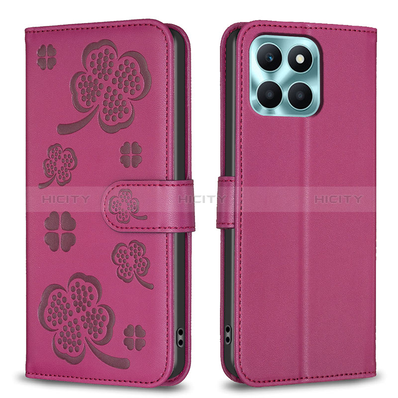 Custodia Portafoglio In Pelle Fiori Cover con Supporto BF2 per Huawei Honor X6a