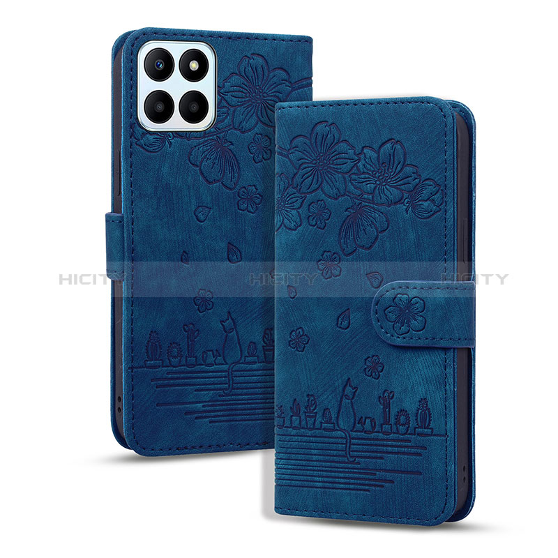 Custodia Portafoglio In Pelle Fiori Cover con Supporto HF1 per Huawei Honor X6a