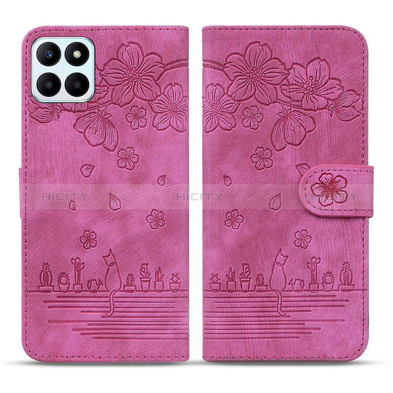 Custodia Portafoglio In Pelle Fiori Cover con Supporto HF1 per Huawei Honor X8b