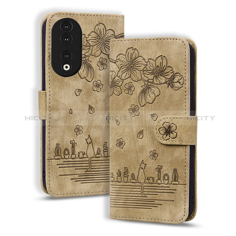 Custodia Portafoglio In Pelle Fiori Cover con Supporto HF2 per Huawei Honor 90 5G