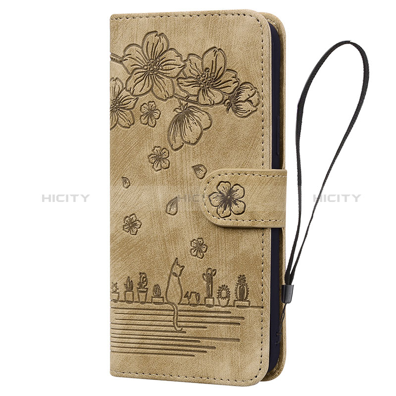 Custodia Portafoglio In Pelle Fiori Cover con Supporto HF2 per Huawei Honor 90 5G Marrone