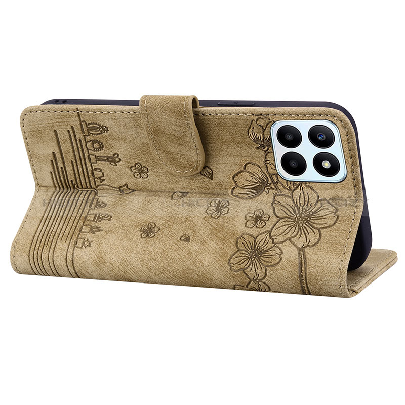 Custodia Portafoglio In Pelle Fiori Cover con Supporto HF2 per Huawei Honor X6a