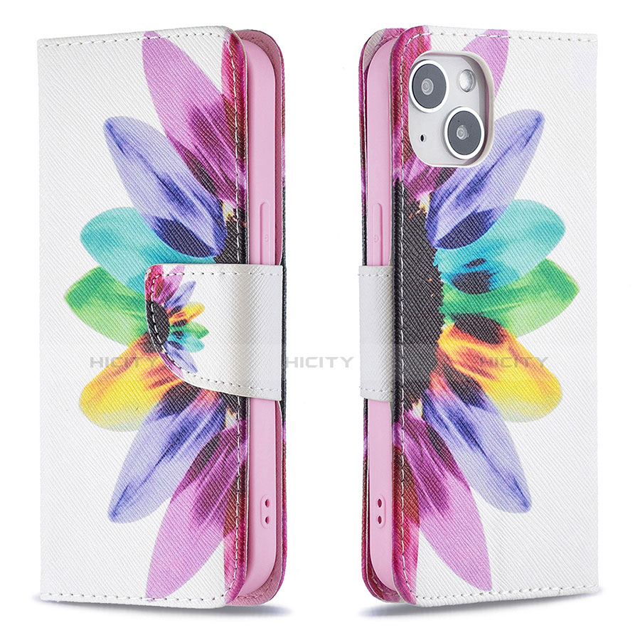 Custodia Portafoglio In Pelle Fiori Cover con Supporto L01 per Apple iPhone 13 Colorato