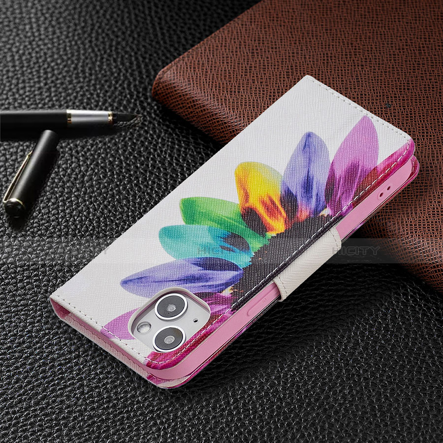 Custodia Portafoglio In Pelle Fiori Cover con Supporto L01 per Apple iPhone 13 Colorato