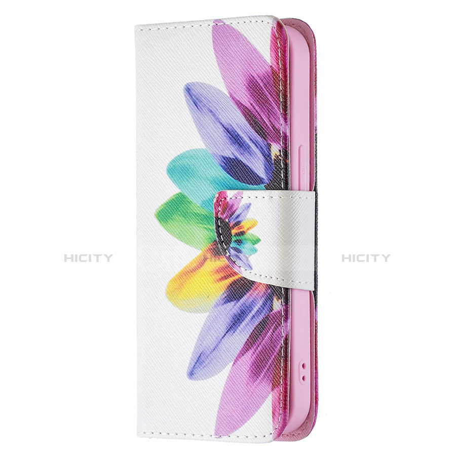 Custodia Portafoglio In Pelle Fiori Cover con Supporto L01 per Apple iPhone 13 Mini Colorato