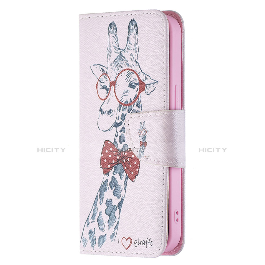 Custodia Portafoglio In Pelle Fiori Cover con Supporto L01 per Apple iPhone 13 Mini Rosa