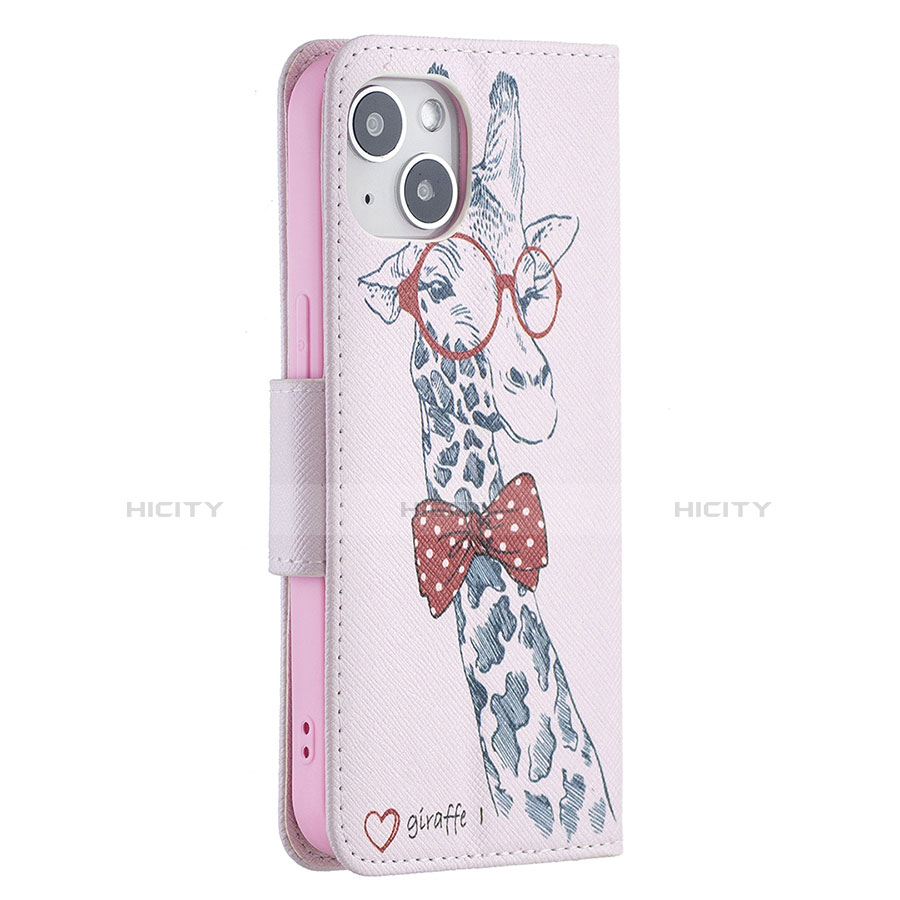 Custodia Portafoglio In Pelle Fiori Cover con Supporto L01 per Apple iPhone 13 Mini Rosa