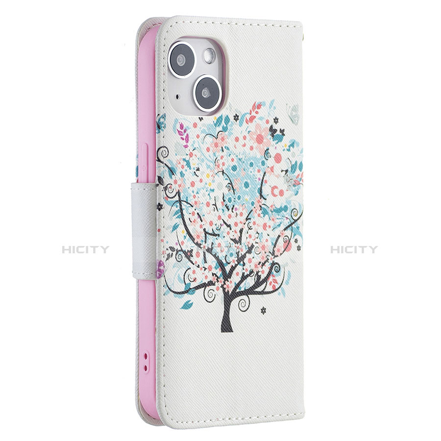 Custodia Portafoglio In Pelle Fiori Cover con Supporto L01 per Apple iPhone 14 Multicolore