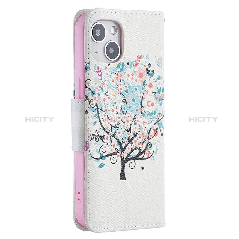 Custodia Portafoglio In Pelle Fiori Cover con Supporto L01 per Apple iPhone 15 Multicolore